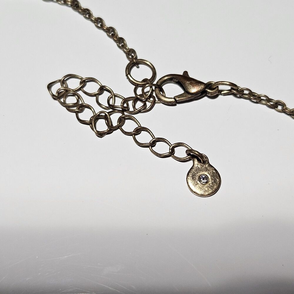 Stella & Dot Brass Tone Rose Quartz Teardrop Pendant Chain Necklace 36-39" - Picture 8 of 13
